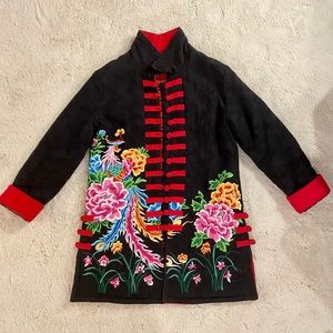 Chinese Embroidered Fall/Winter Thick Cotton Quilted Long Coat